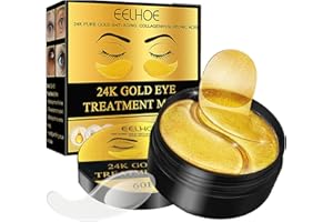 MEIEGOU 24K Gold Eye Mask, Under Eye Gel Patches, and Collagen Eye Patches are suitable for puffy eyes and dark circles, effectively improving eye bags, fine lines and wrinkles - Under Eye Patches (60 pieces)