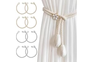 Guyode 8 Pezzi Fermatenda, Fatti a Mano Corda Ganci per Tende, Raccogli Tenda per Interni, Fermi per Vorhang Halter Schnallen, Accessori per Tende per Casa (Grigio, Beige)
