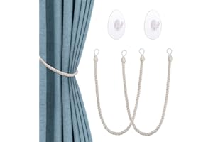 OOTSR Vorhang Raffhalter mit Transparenten Selbstklebenden Haken, Vorhanghalter Clips Vorhang Seil Holdbacks Schnallen Gardinenklammern Für Haus Office Dekoration Fenster Behandlung（Weiß）