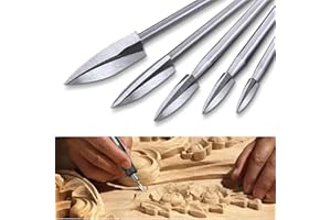 YURINWOO Holzschnitzwerkzeug, Holz Gravierbohrer Schnitzmesser Set mit 3mm Schaft Rotationswerkzeuge Zubehoer für Holzbearbeitung(Wood Graver 5 Stück)