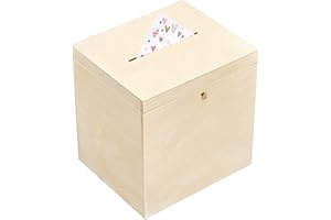 Creative Deco Kartenbox Hochzeit Holzkiste mit Deckel | 29 x 25 x 30 cm | Geldgeschenke Holzbox mit Schlitz, Schloss und Schlüssel Geschenkkarten Box Geldbox Briefbox Kasten | Lagerung Spendenbox