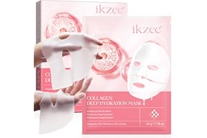 PLOBRT Masque visage au collagène, lot de 4 masques au collagène, masque hydrogel hydratant de nuit, véritables masques visage au collagène à hydratation profonde, amélioration de l'élasticité