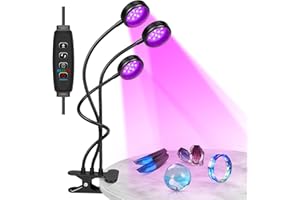 LEDLIGHTSWORLD UV Black Resin Light 3 Heads, Dimmable Gooseneck UV Lamp with Clamp, Wavelength 395nm USB UV Blacklight for Nail Polish Curing, Glue Curing