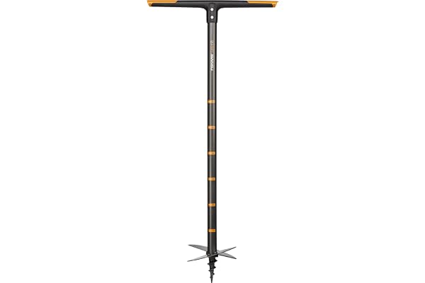 Fiskars Tarière manuelle graduée, Trous jusqu'à 20 cm de diamètre, Noir/Orange, QuikDrill, Taille: L, 1000640