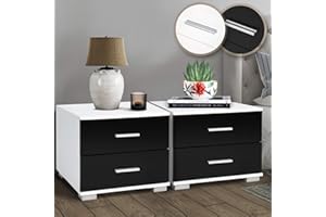 MIADOMODO® Nachttisch - 2er Set, 40x40x35cm, MDF, 2 Schubladen, Farbwahl - Boxspringbett Nachtschrank, Kommode Ablagetisch, Nachtkonsole, Nachtkommode für Schlafzimmer, Wohnzimmer (Schwarz)