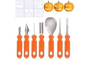 UDIKEFO Halloween Pumpkin Carving Kit, Pumpkin Carving Tools Stainless Steel 7 Piece Set for Kids and Adults