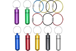 CKANDAY Lot de 7 porte-pilules en aluminium avec 7 porte-clés en fil métallique, portable, étanche,mini conteneur de stockage de médicaments avec porte-clés pour un usage quotidien et en plein air,camping