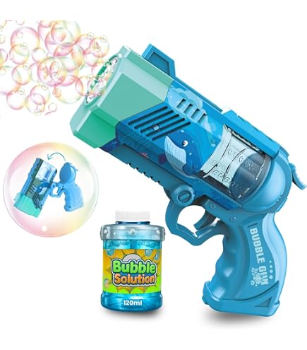 Macchina Per Bolle Di Sapone A Forma Di Balena Con Luci E Suoni – Giocattolo Estivo Per Bambini, Senza Batterie, Con 2 Soluzioni Incluse, Colore Blu