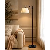 Homesake® ARC Modern Floor Lamp with Fabric Shade & Black Metal Frame Standing Reading Light for Living Room, Bedroom, Office