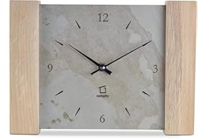 ‎NATUHR Natuhr Quartz Wanduhr Tischuhr Wildspitze Holz, Eiche, Schiefer, geräuscharm (Grau/Eiche unbehandelt - Quarz)
