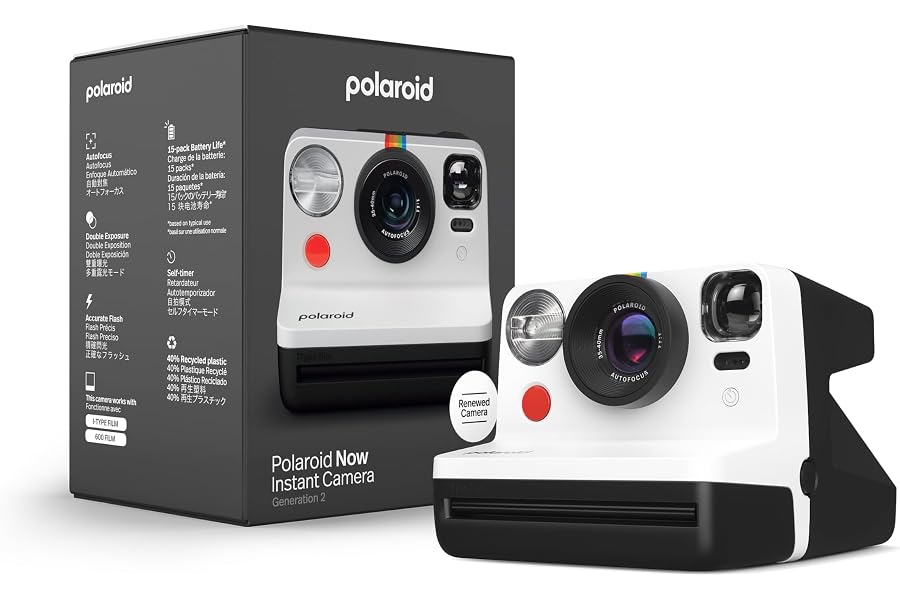 Polaroid - Sofortbildkamera Now Generation 2 - Schwarz und Weiß (Generalüberholt)