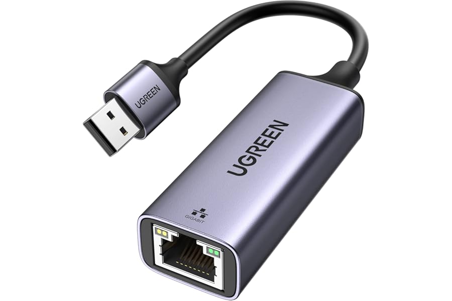 UGREEN USB Ethernet Adapter, USB 3.0 to1000 Mbps Gigabit Network Adaptor, Aluminum RJ45 LAN Internet Adapter Driver Free Compatible with Switch, MacBook Pro 2022 2020 2018,TV Box,XPS,Steam Deck