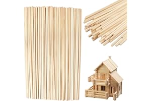 PETGLIMMER 100 Pezzi Bastoncini per Zucchero Filato, 300 mm x 4 mm Bastoncini Bamboo Quadrati bastoncini di legno lunghi per Lavoretti, Zucchero Filato, Artigianato DIY e Modellismo Decorazioni