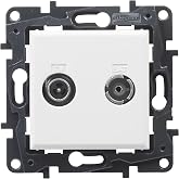 LEGRAND TV-R/SAT Socket Composable End for Recessed Installation, Nilo&eacute; Step Range, White, 398318