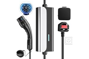 EVJUICION EV Charger Cable Type 2 to 3 Pin Plug, 8 Meters | 10Amp | Max. 2.5kW, Electric Car Charger with Restart Button, Charging Indicator & Waterproof Carry Bag, IP65 for Indoor/Outdoor Use