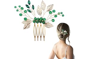 ASWEWAMT Green Hair Accessories, Bride Wedding Hair Comb Leaf Crystal Bridal Hair Piece Crystal Side Comb Hair Accessories for Women and Girls
