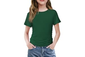Arshiner flickor t-shirt kortärmad sommar t-shirts rund hals topp med dragsko anpassad vardaglig mode t-shirt för flickor 5-1