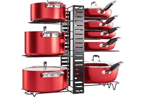 MUDEELA Organizzatore per Pentole e Padelle da Sotto il Mobile, Scaffale da Cucina a 8 Livelli con 3 Metodi di Montaggio Personalizzati