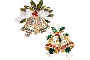 Minicoco 2PCS Rhinestone Christmas Brooch, Christmas Pin for Xmas Present, Christmas Party Decoration for Scarf Daily Wear