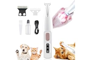 GYZGIRLOVER 3 in 1 Electric Dog Trimmer with LED Light – Waterproof Low Noise Dog Paw Trimmer, USB Rechargeable Pet Hair Clipper for Ears, Eyes, Face & Rump