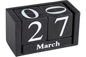 RAGUSO Vintage Wooden Calendar Desktop Wood Block Month Date Display Home Office Decoration Desk Accessory Birthday and Festival Gift for Kids and friends(Black) Daily necessities