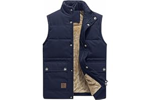 KEFITEVD Men's Gilet Winter Fleece Lined Sleeveless Jacket Windproof Body Warmers Fishing Work Vest with Multi Pockets