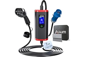 Alxum EV Charger Type 2 Cable to CEE Plug - 7KW 5M/16.4FT Type 2 EV Charging Cable, 6/8/10/13/16/20/24/32A Adjustable Current, 1-12H Delayed, EV Mobile Charging Station for Electric Vehicle/PHEV
