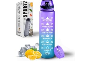 Roe Tenpo Water Bottle 1L, Sports Water Bottle with Time Markings, BPA-Free, Leak-Proof Drinks Bottle, Perfect for Running, C