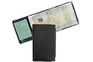 kinoco Pochette Carte Grise (Lot de 1) - Étui Rigide Anti-Déchirure pour Assurance Auto/Documents Voiture - Conforme Norme NF Couleur Noir