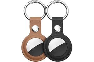 Ainiv Etui ochronne kompatybilny z AirTag, 2 szt. etui na klucze ze skóry PU, uchwyt kompatybilny z AirTag, pokrowiec na lokalizator, pokrowiec na lokalizator dla psa lub kota
