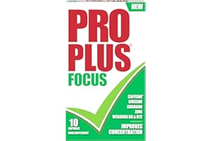 Pro Plus Focus 10 Capsules - Caffeine - Ginseng - Guarana - Zinc - Vitamins B6 & B12