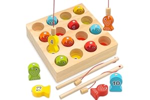Onikiz Montessori Montessori Spielzeug Magnetisches Angelspiel ab 2 Jahre, Fische Angeln Spiel Motorikspielzeug Holzspielzeug, Kinderspielzeug Geschenk für Junge und Mädchen ab 2 3 4 5 Jahre