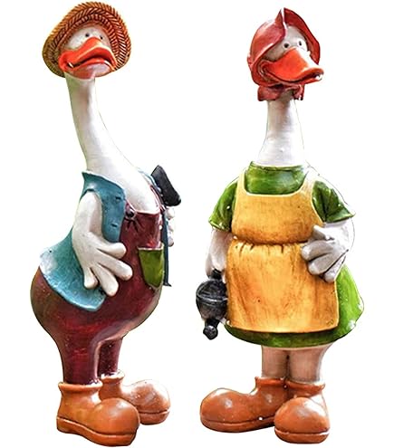 Enten Figur Garten Deko 33cm - Wetterfeste Harz Statue Für Terrasse & Balkon
