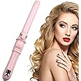Hcosmy 2024 Newest Automatic Curling Wand Rotating Curling Iron, Professional 28mm/1.1 Inch Hair Curler Hair Styling Irons Fast Heating Wand for Medium/Long Hair (Pink)