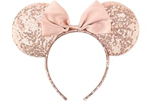 AQOKKA Mouse Ears Headbands with Bow Minnie Ears Cosplay Costume Hair Accessories for Women Birthday Party Decoration