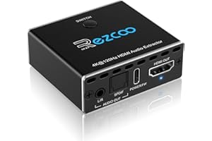 8K@60Hz 4K@120Hz HDMI2.1 Audio Extractor 2 in 1 Out,48 Gbps,HDCP 2.3, SPDIF 5.1Ch,L/R 2.1Ch,Supports,ARC TV Apps,VRR,ALLM,HDCP Bypass,HDR,Vision Atmos,Soundbar,Graphics Card