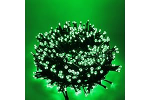 Luccika Guirlande LED Intérieur/Extérieur, 5mm, 8 Modes d'Éclairage, Contrôleur 31V avec Mémoire, IP44 Étanche, Câble Vert, pour Noël, Fêtes et Décorations (Vert, 5M 100LED)