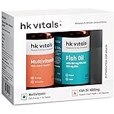 hk vitals Fish Oil and Multivitamin (60 Tablets Each) Combo Pack | 1000mg Omega 3 with 180mg EPA & 120mg DHA | Enhances Energ