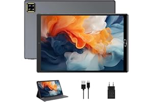 JUSYEA Tablet Android 10.1 Pulgadas Android 10 RAM 4GB + ROM 64GB, SD/TF 128GB, WiFi, Bluetooth, Octa Core, Google GMS Tablets Pantalla FHD, Batería 6000mAh con Funda, Teclado y Ratón, Grey