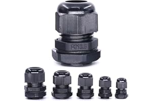 hilitchi 60 Stück Nylon Kunststoff Wasserdicht Verstellbar 3,5–13 mm Kabelverschraubungen Gelenke Kabelverschraubung – PG7, PG9, PG11, PG13,5, PG16