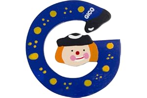 Träbokstäver namn barnrum stor dekoration för dörren, roliga clowns, A-Z, höjd ca 9 cm, träbokstav 7361 (G)