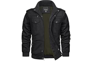 TACVASEN Veste Homme Hiver Coton Militaire Veste Légère Décontractée Outwear Cargo Veste d'extérieur Coupe-Vent