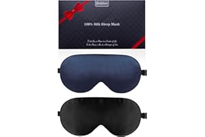 ‎BEEVINES Seiden-Schlafmaske, 2er-Pack Augenmaske aus 100% echter natürlicher reiner Seide mit verstellbarem Riemen, Augenmaske zum Schlafen, BeeVines Augen-Schlafschutz für Yoga-Reisen, blockiert Licht