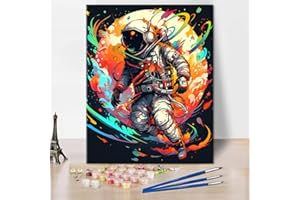 TISHIRON DIY Paint by Number Abstract Astronaut Paint by Numbers for Adults Paint by Numbers Kits on Canvas Colourful Moon Paint by Numbers for Adults Beginner - Modern Décor Artwork 16x20inch