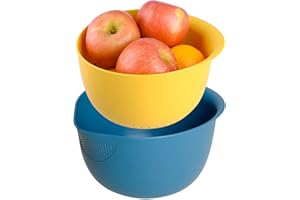 BLUE GINKGO - Passoire à riz et passoire de cuisine - Filtrer le riz, le quinoa et les petits grains - Faire tremper, laver et égoutter les légumes et les fruits Bleu 10,25 x 8,6 x 5,5