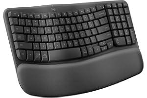 Logitech Wave Keys Wireless Ergonomic Keyboard with Cushioned Palm Rest, Comfortable Natural Typing, Easy-Switch, Bluetooth, Logi Bolt Receiver, for Multi-OS, Windows/Mac, UK English QWERTY - Graphite