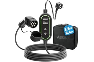 ‎ABSINA ABSINA Typ 2 Ladekabel Schuko mit Einstellbarer Ladeleistung - ICCB Ladekabel 3,7kW 16A 1 phasig IP67 mit 6,40 m Kabel - Ladekabel Schuko auf Typ 2 für i3, e-Up, ID.3, ID.4, Zoe, fortwo, Kona UVM