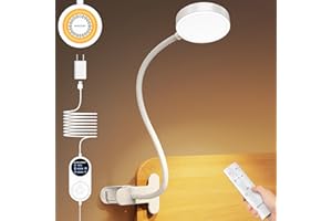 Glocusent Lampada da Lettura 72 LED, Luce da Lettura-3 Colore e 5 Luminosità, USB Lampada con Pinza con luce notturna ambra & timer 30/60 min (Bianco con adattatore e telecomando)
