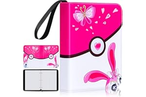 BRHE Raccoglitore di carte con 504 tasche, album per carte con cerniera, con 4 tasche, 63 maniche rimovibili, porta carte da collezione per libri, regali per ragazze (Rosa)