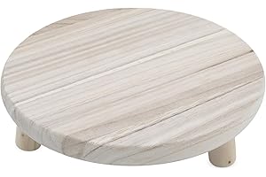 ‎SPETEBO Spetebo Holz Blumenhocker Natur mit 3 Beinen - 29 x 7 cm - Massivholz Pflanzenständer rund naturbelassen - Dekohocker Blumenständer Pflanzenpodest Blumenteller Mini Beistelltisch